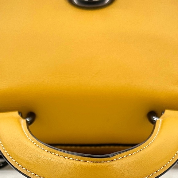 NWOT Coach Mini Faye Leather Backpack - Yellow Pebble Leather Mini Handbag - Picture 14 of 16